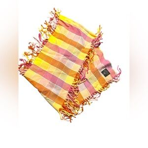 V. Fraas Preppy Multicolor Plaid Classic Fringe Neck Scarf-Made in Germany